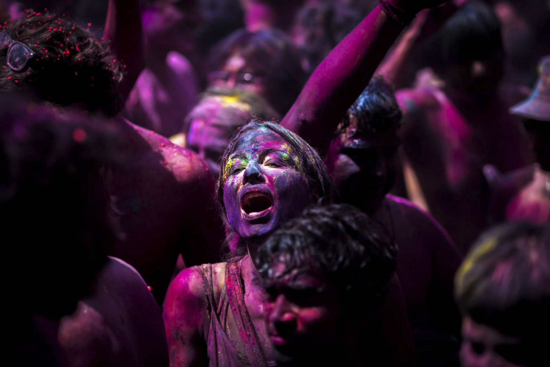 holi festival paint face happiness