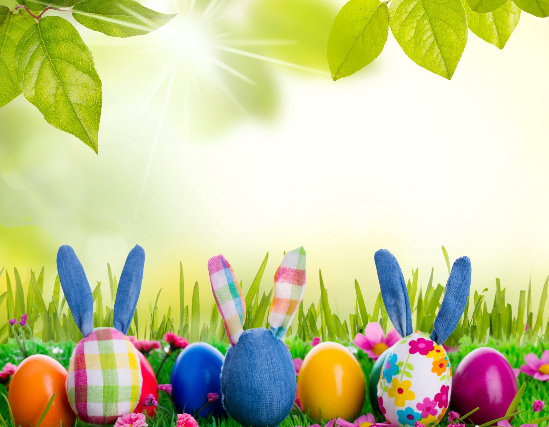 easter bunny rabbit spring sunshine meadow grass eggs flowers toys