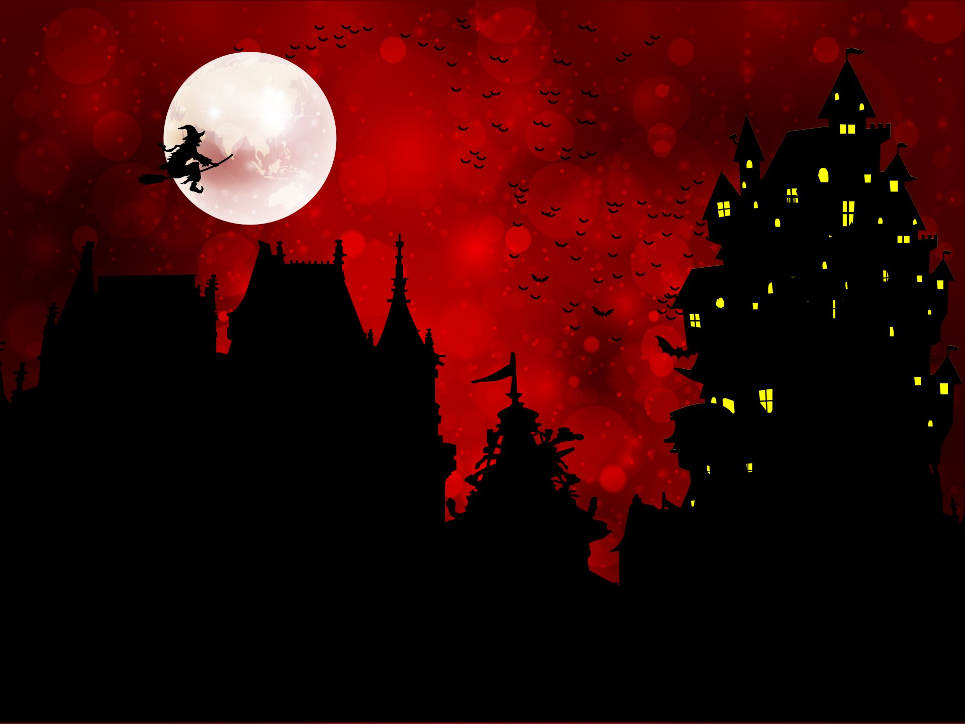 holiday halloween castle birds baba yaga moon
