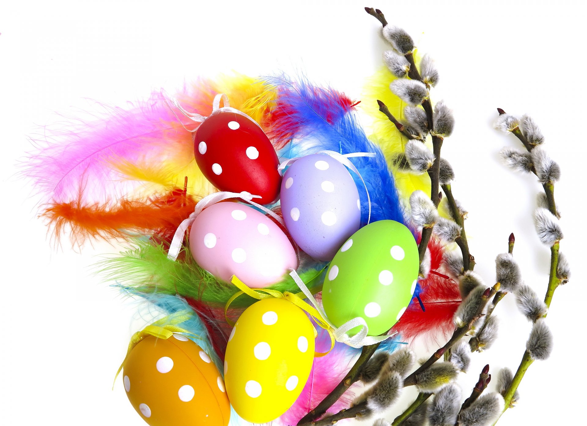 easter eggs colorful willow twig willow