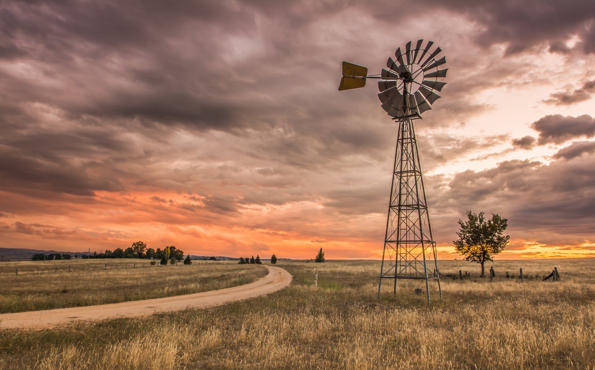 spinning wheel country australia o'connell rd brewongle new south wales australia a windmill landscape