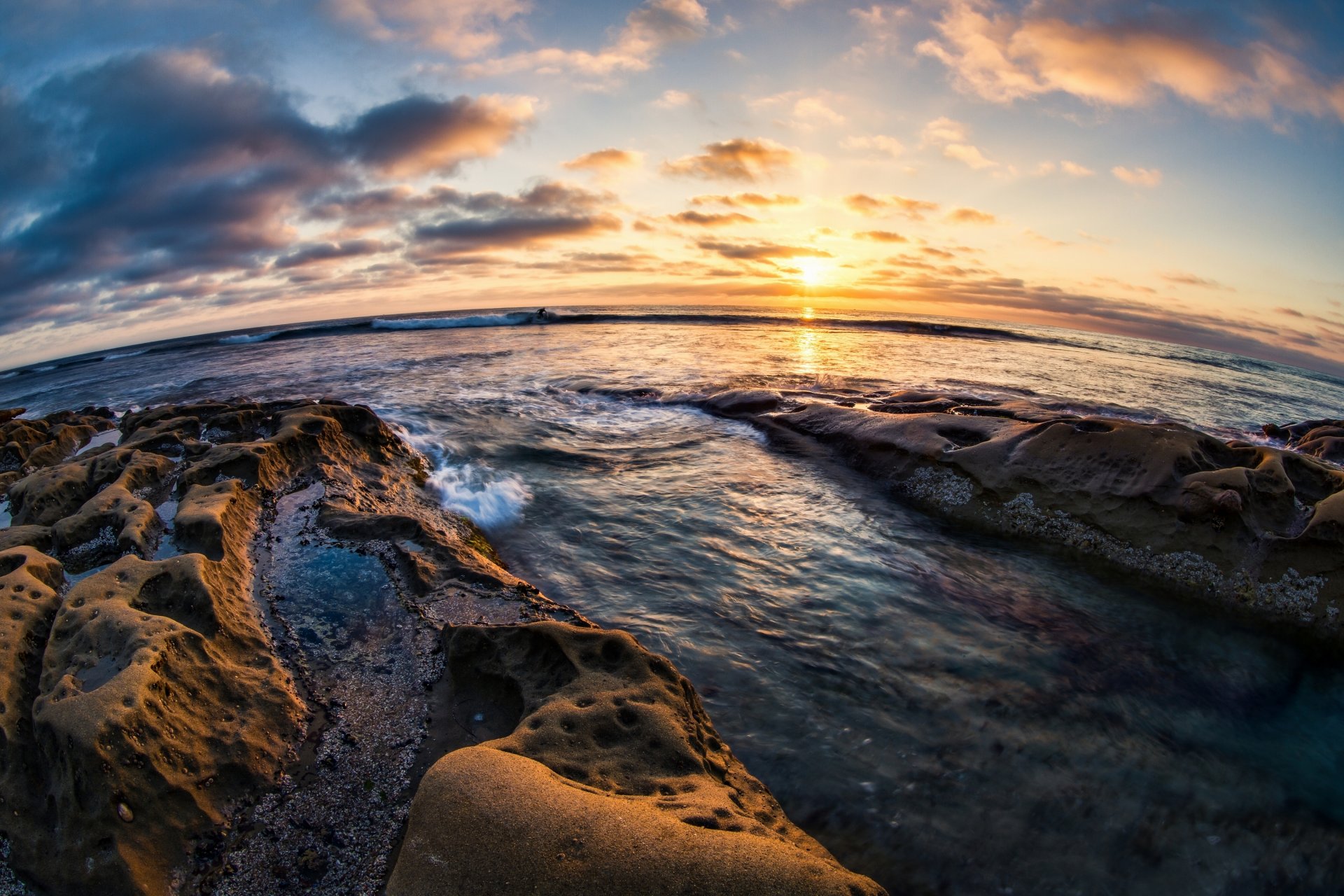 la jolla san diego california pacific ocean stones sunset coast horizon