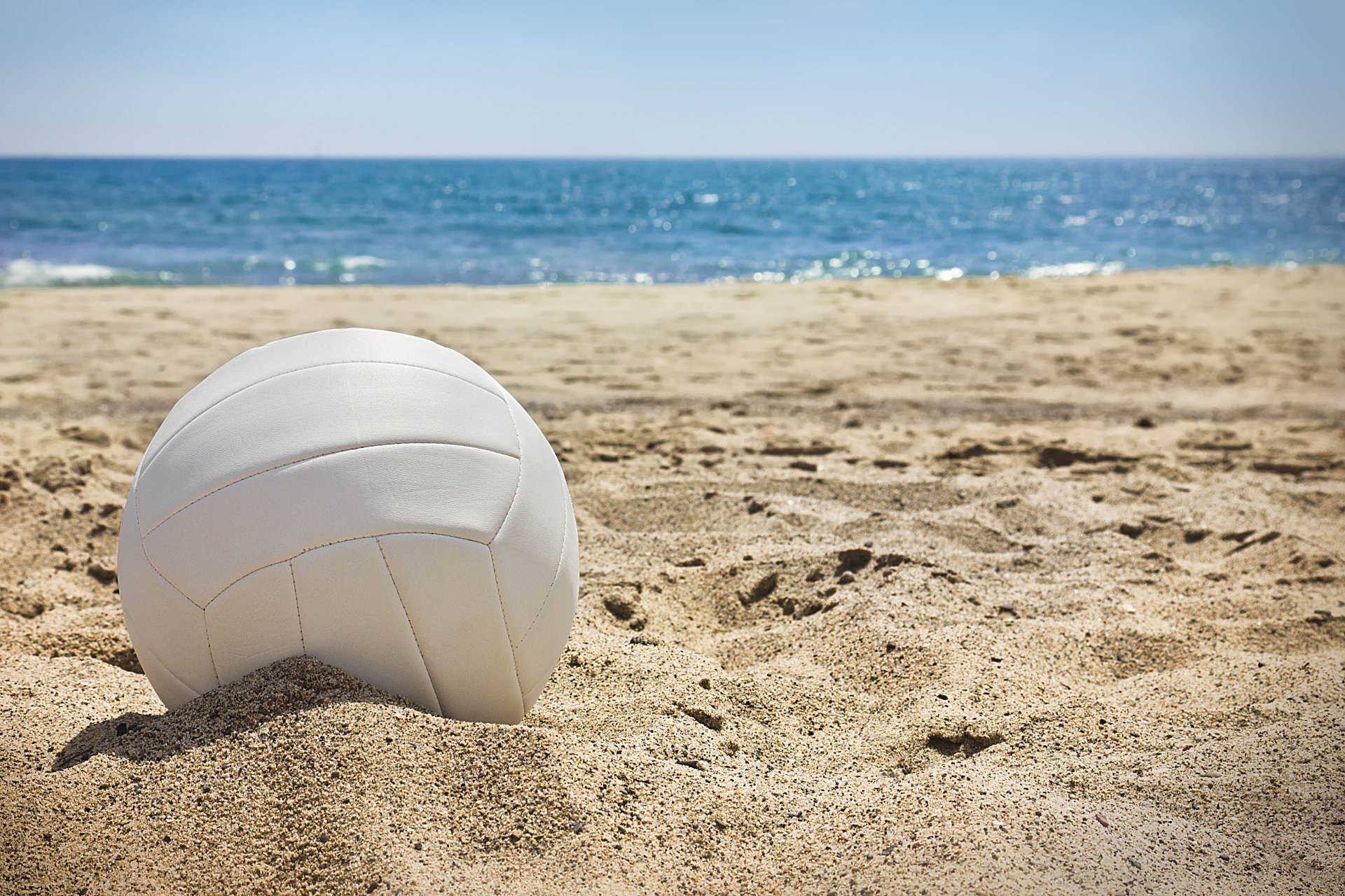 landscape sunny day volleyball ball sand sun sea waves summer tourism sports positive travel blur bokeh wallpaper.