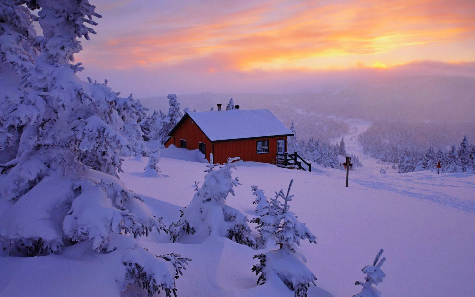 nature house winter snow sky landscape white beautiful cool nice scenery sunset