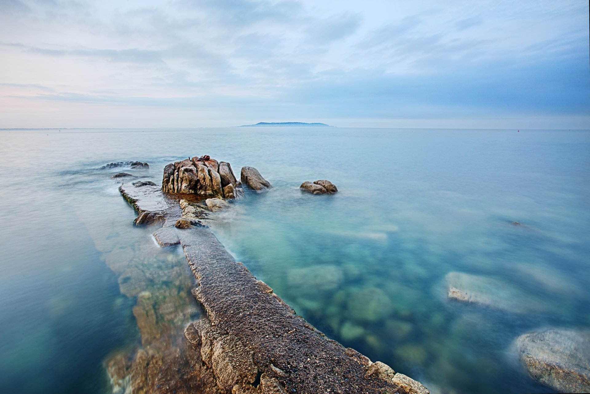 sea island stones morning dawn