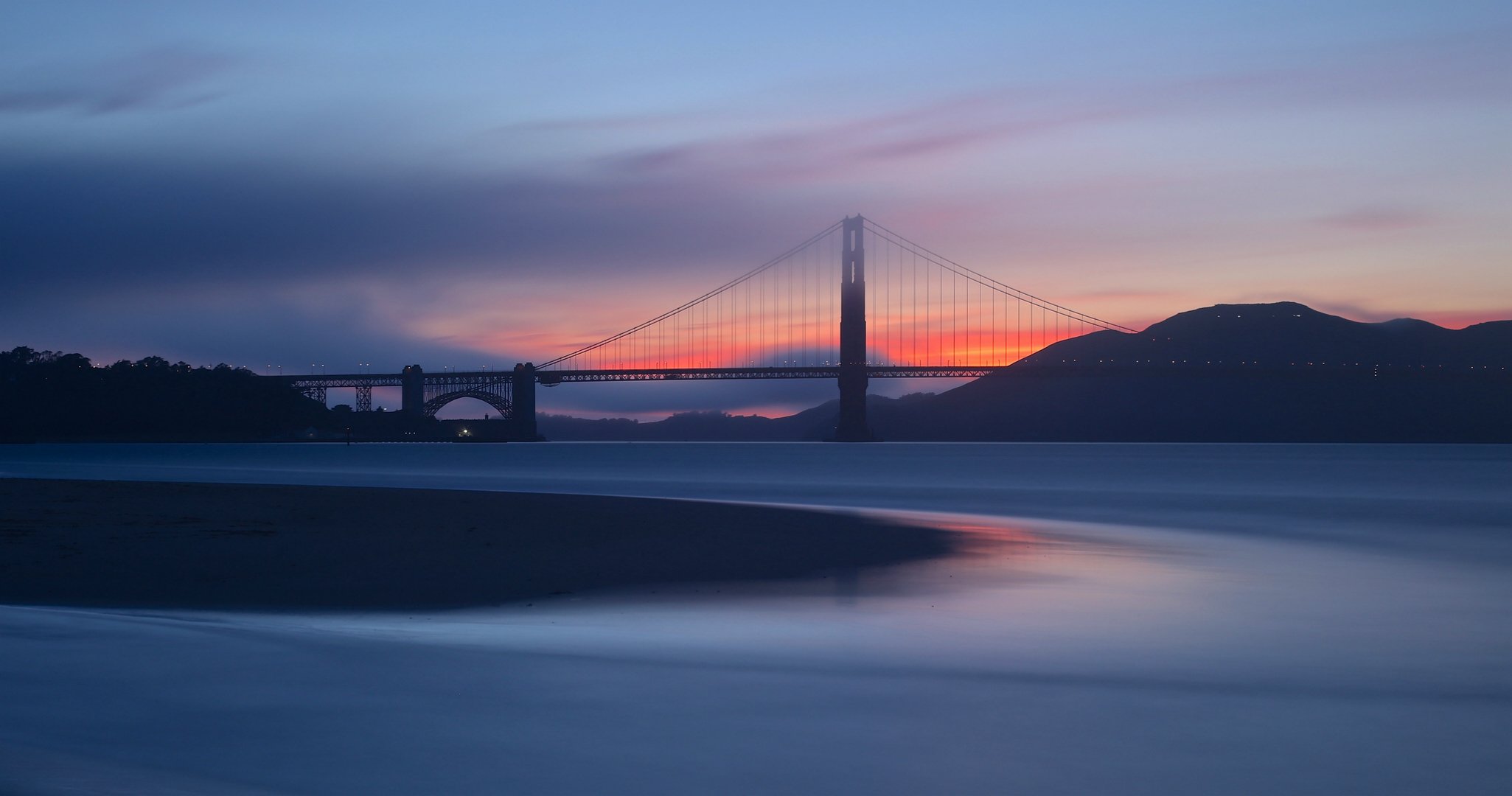 golden gate bridge san francisco california united states usa golden gate bridge strait night orange sunset sky clouds