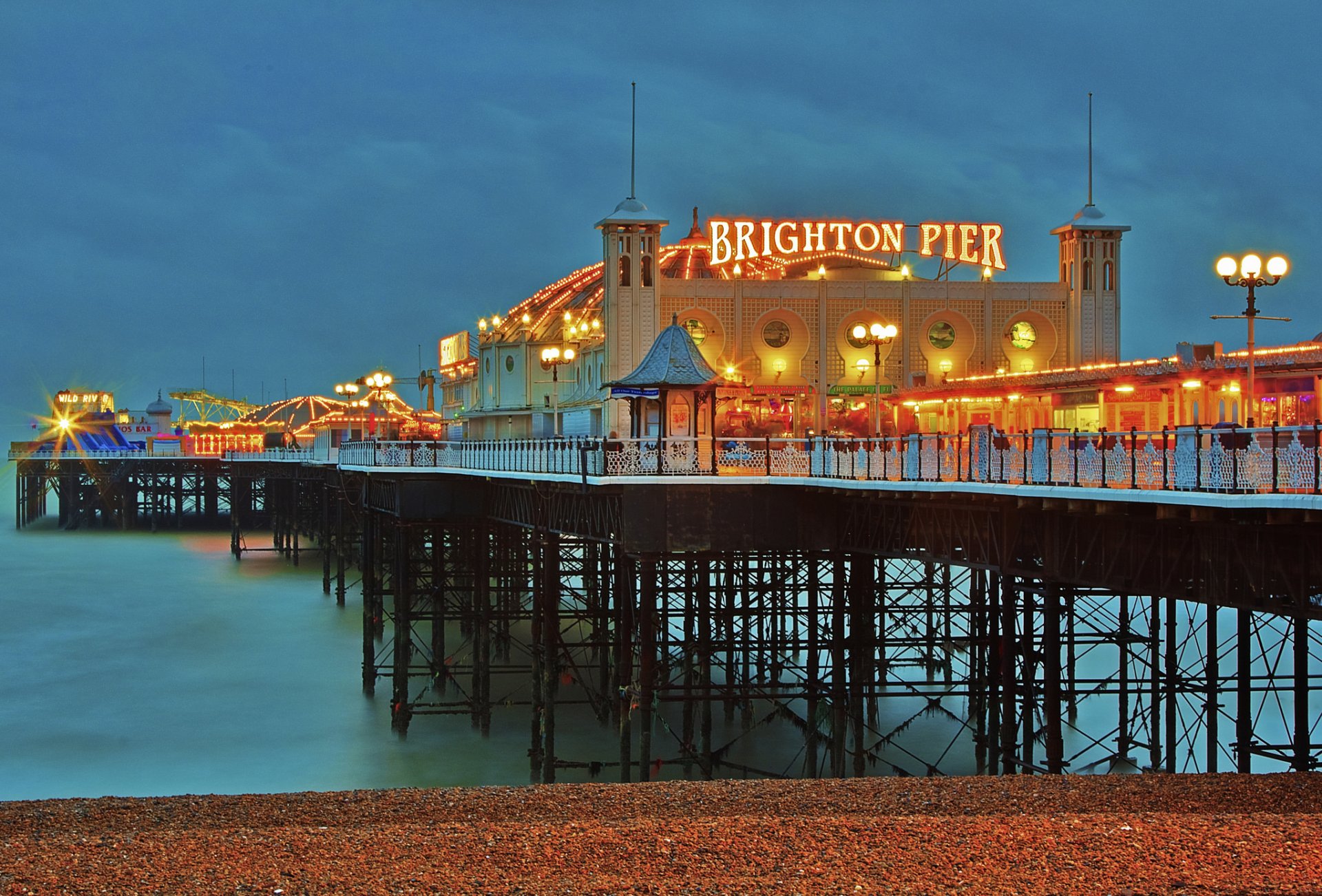 england beach pier brighton night twilight lights
